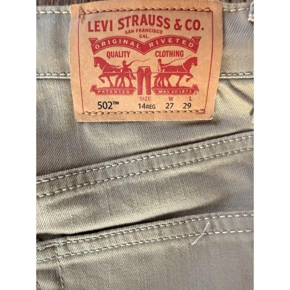 Levi's 502 Youth 14 Jeans Gray Khaki Stretch Straight Leg Chino Pants Boys - Picture 4 of 9